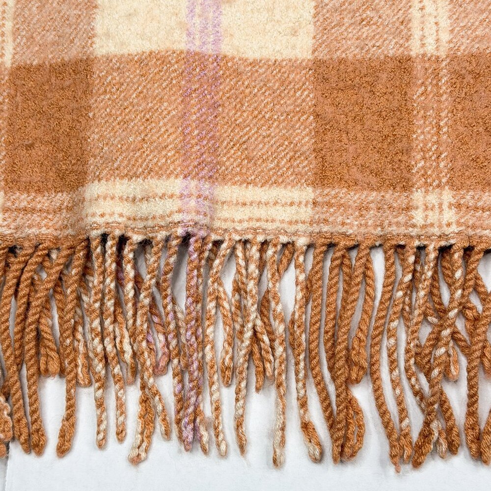 J. Crew Soft Wool Blend‎ Plaid Tartan Fringe Open-Front Wrap Cape Shawl - NWOT - Picture 4 of 9